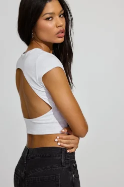 New Open Back Cap Sleeve T Shirt Tops|Short Sleeve Tops