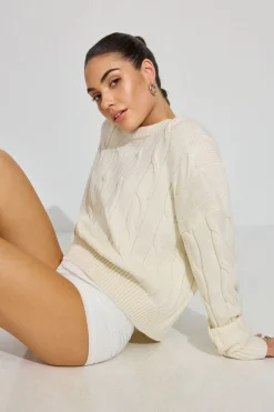 Clearance Oversized Cable Sweater Sweaters & Cardigans|Long Sleeve Tops