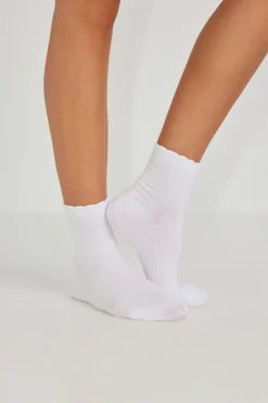 Sale Pack of 2 Scalloped Edge Short Sock Socks & Tights