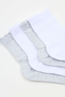 Sale Pack of 2 Scalloped Edge Short Sock Socks & Tights
