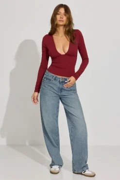 Hot Plunge Long Sleeve Top Tops|Long Sleeve Tops