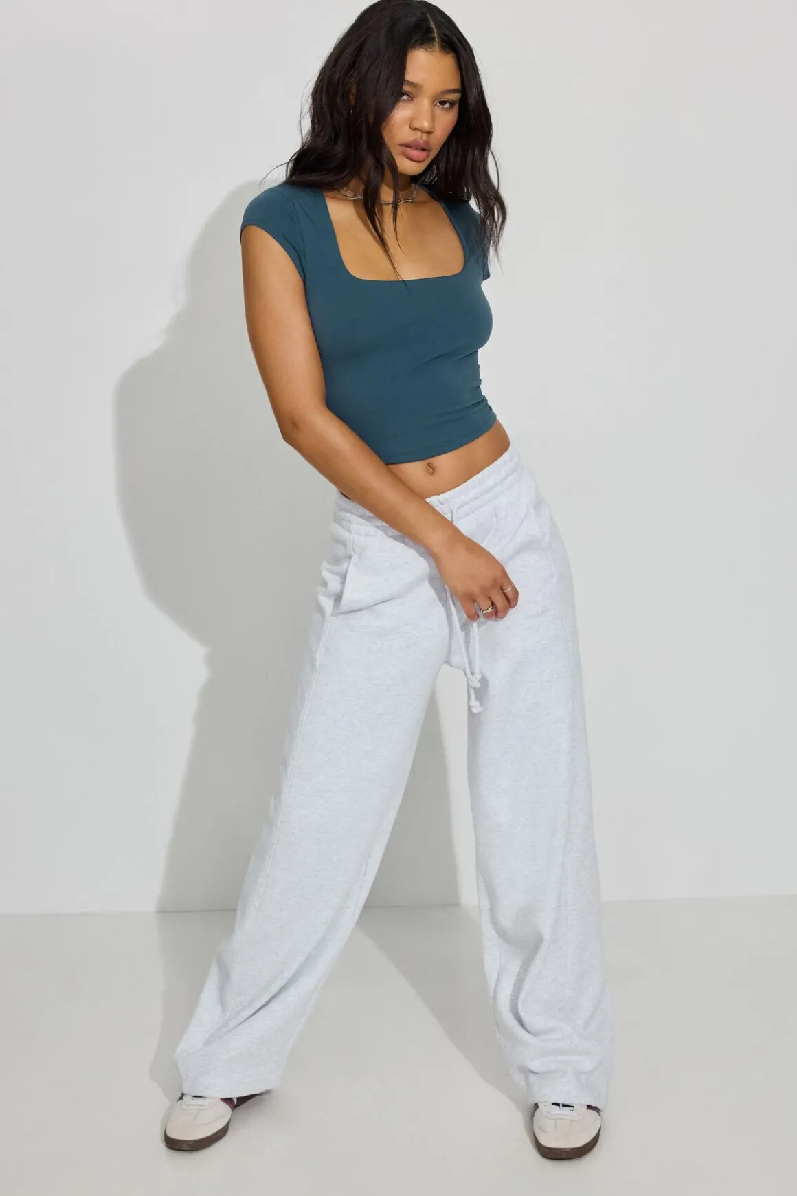 Hot Portia Square Neckline T Shirt Matching Sets|Tops