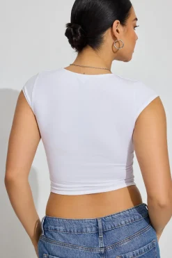 Cheap Portia Square Neckline Tee Tops|Short Sleeve Tops