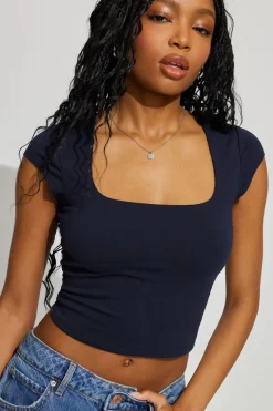 Online Portia Square Neckline Tee Tops|Short Sleeve Tops