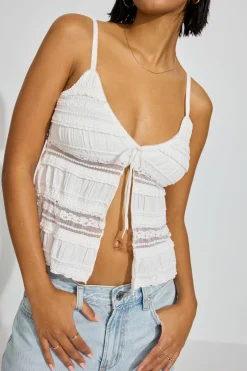 Cheap Resort Lace Flyaway Top Tank Tops