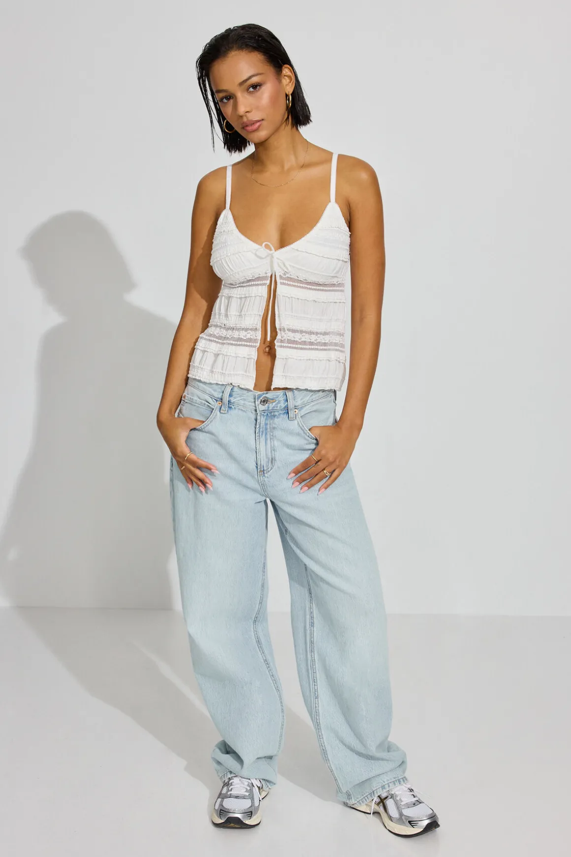 Cheap Resort Lace Flyaway Top Tank Tops