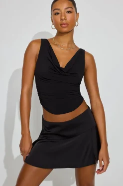 Cheap Satin Skort With Slit Shorts & Skirts