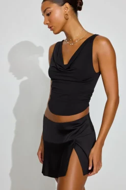 Cheap Satin Skort With Slit Shorts & Skirts
