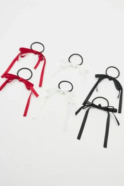 Sale Set of 6 Ribbon Bow Hair Elastics Hair Accessories