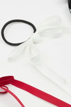 Sale Set of 6 Ribbon Bow Hair Elastics Hair Accessories