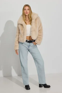 Discount Short Faux Fur Coat Cropped Jackets|Lightweight Jackets