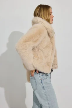 Discount Short Faux Fur Coat Cropped Jackets|Lightweight Jackets