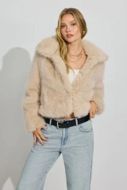 Discount Short Faux Fur Coat Cropped Jackets|Lightweight Jackets