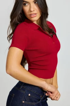 Best Sale Short Sleeve Polo Top Sweaters & Cardigans|Short Sleeve Tops