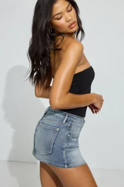 Clearance Silver Denim Micro Skort Shorts & Skirts|Jean Skirts