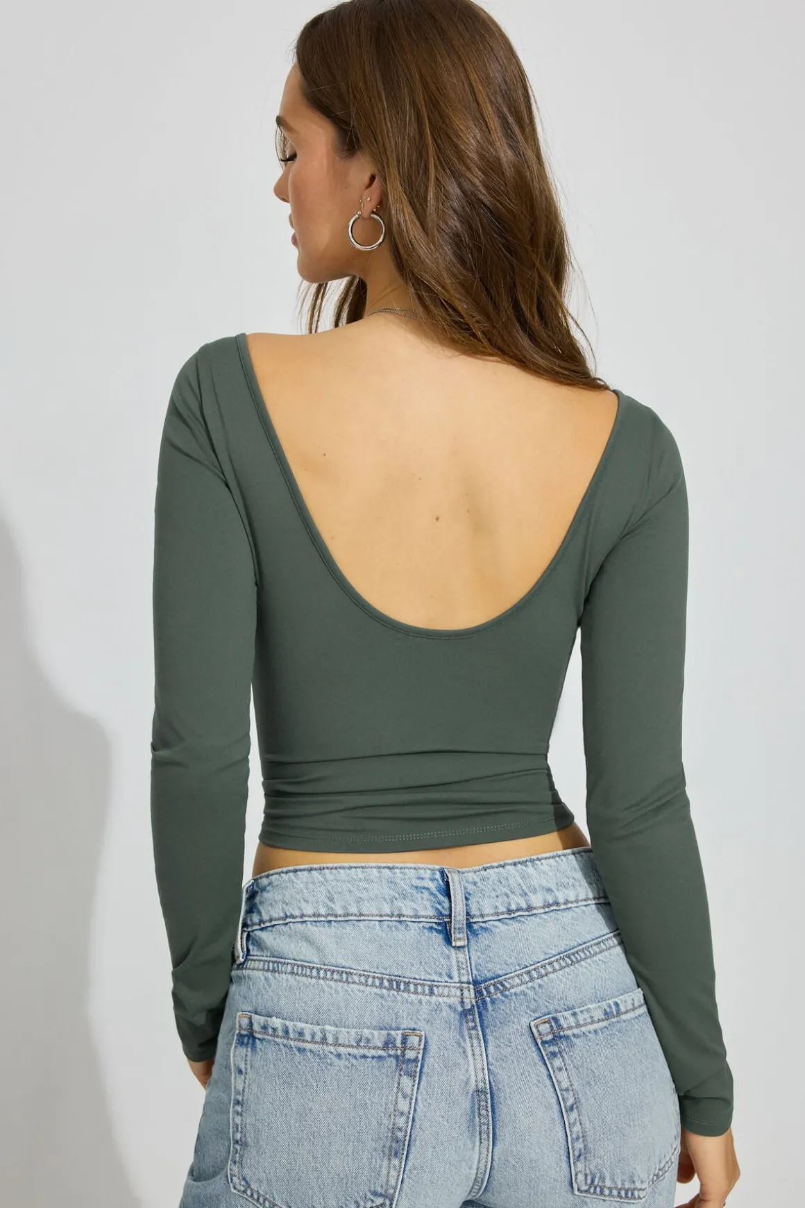 Cheap Sleek Boat Neck Long Sleeve Top Matching Sets|Tops