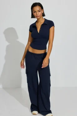 Hot Sleek Short Sleeve Polo Top Tops|Short Sleeve Tops