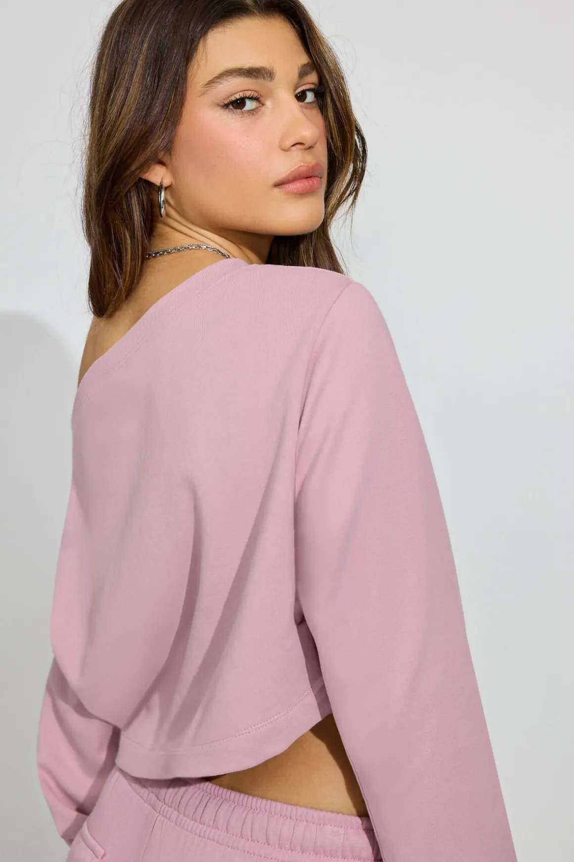 Best Sale Soft Terry Boxy Off Shoulder Sweatshirt Matching Sets|Tops