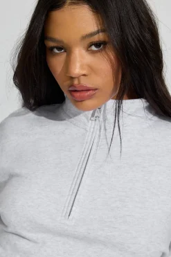 New Soft Terry Half Zip Sweatshirt Fleece|Tops