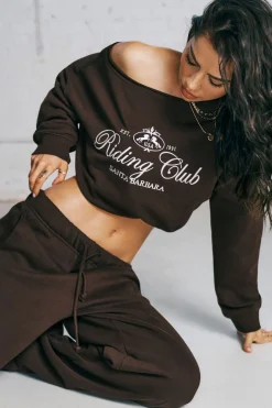 Hot SoftTerry Off Shoulder Sweatshirt Matching Sets|Hoodies & Sweatshirts
