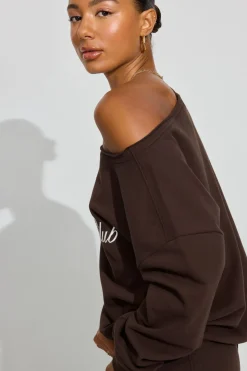 Hot SoftTerry Off Shoulder Sweatshirt Matching Sets|Hoodies & Sweatshirts