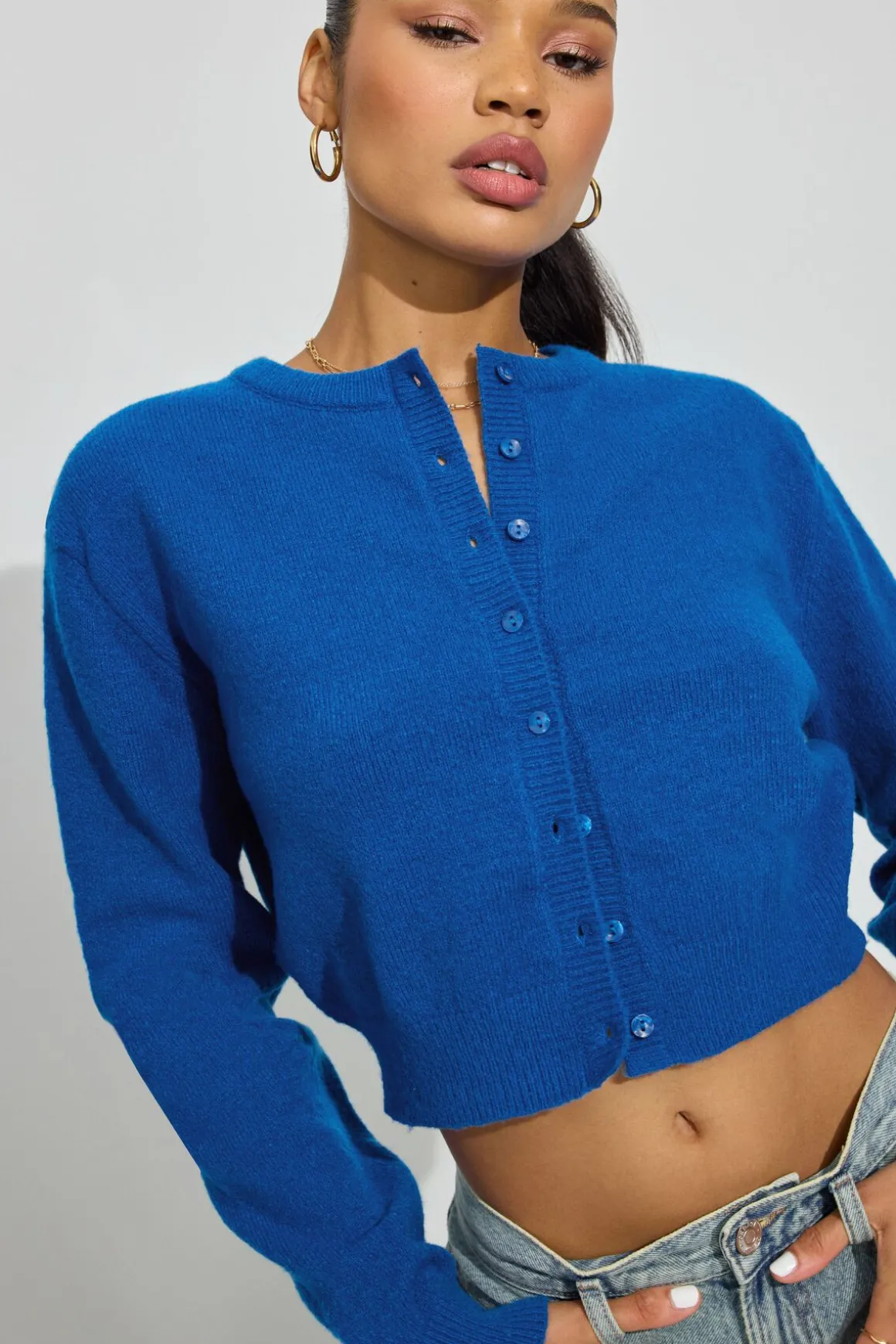 Shop Spongy Button Up Cardigan Sweaters & Cardigans|Long Sleeve Tops