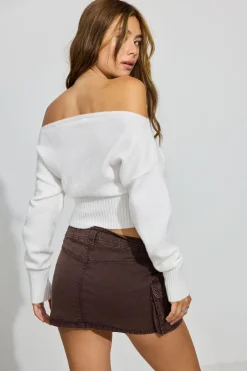 Flash Sale Spongy Off Shoulder Sweater Sweaters & Cardigans|Long Sleeve Tops