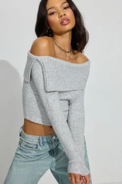 Flash Sale Spongy Off Shoulder Sweater Sweaters & Cardigans|Long Sleeve Tops