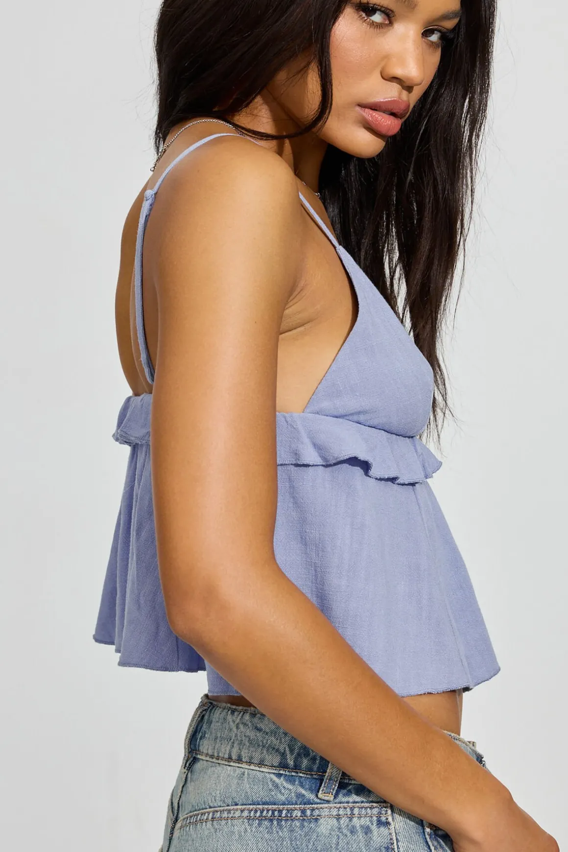 Sale Strappy Peplum Cami Top Tank Tops