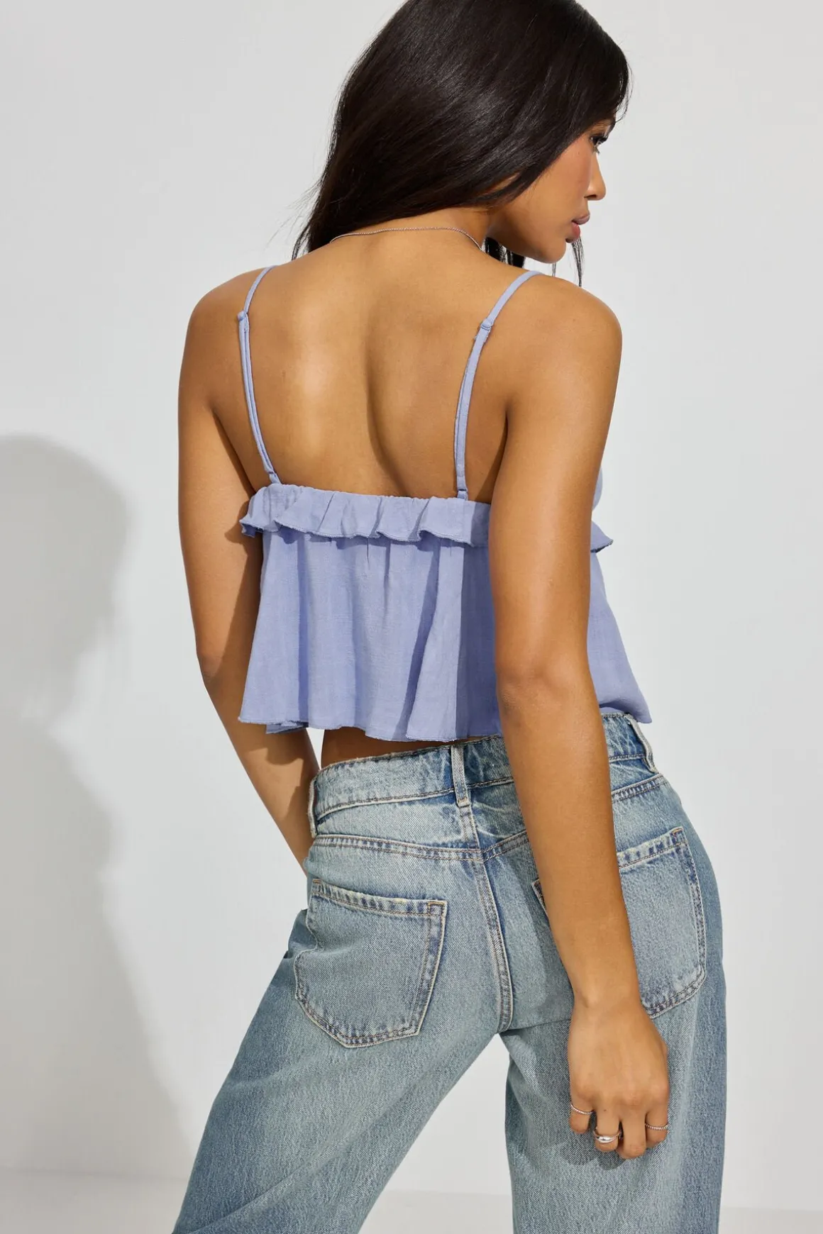 Sale Strappy Peplum Cami Top Tank Tops