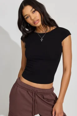 New Talia Open Back T Shirt Tops|Short Sleeve Tops
