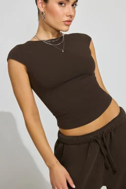 Cheap Talia Open Back T Shirt Short Sleeve Tops