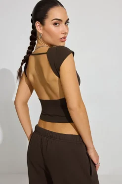 Cheap Talia Open Back T Shirt Short Sleeve Tops