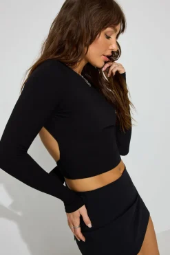 Cheap Tie Back Long Sleeve Top Long Sleeve Tops
