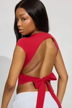 Hot Tie Back T Shirt Tops|Short Sleeve Tops