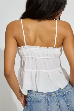 Cheap Tie Front Babydoll Cami Top Tank Tops