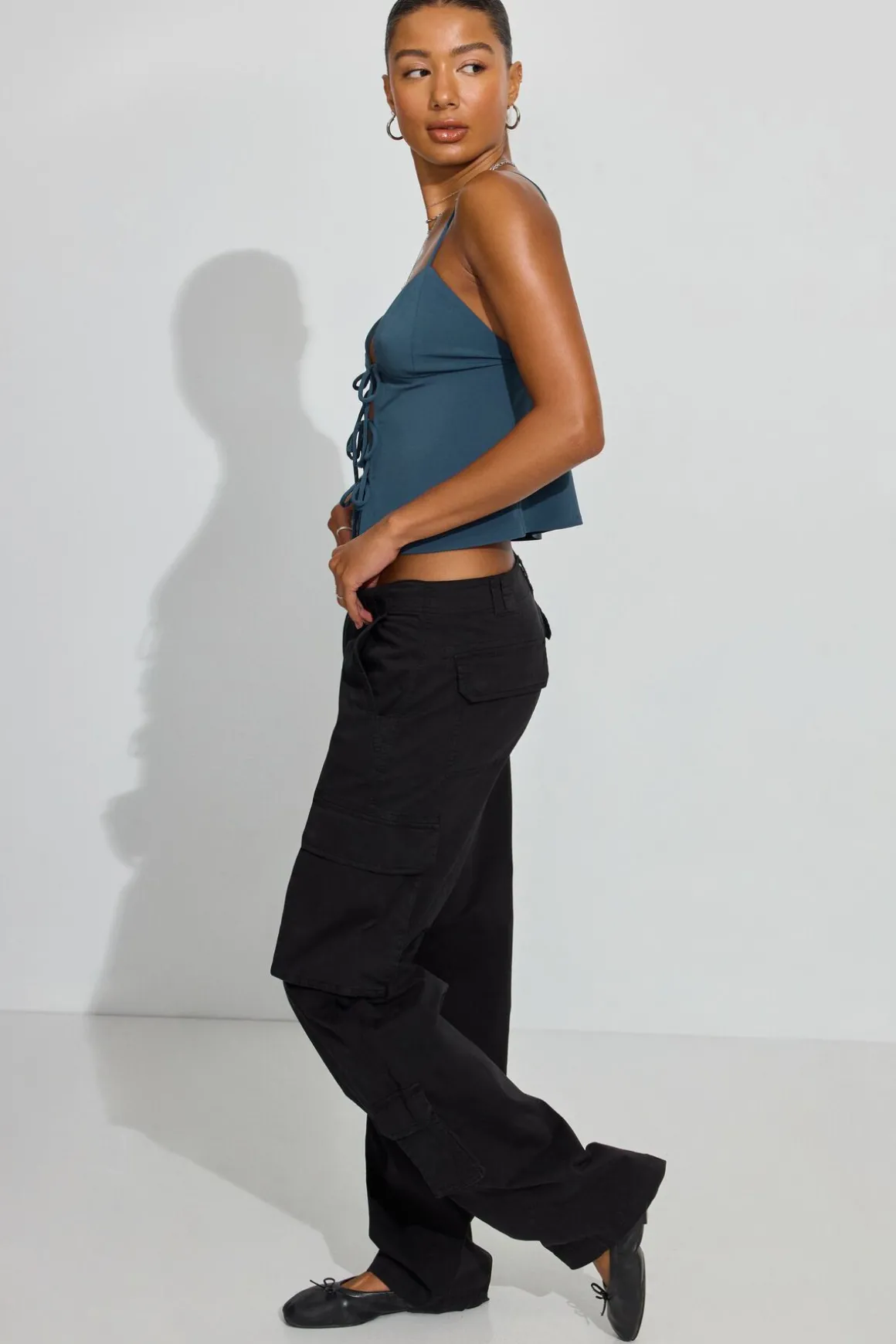 New Tie Front Cami Top Tank Tops