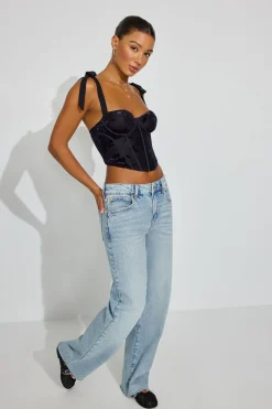 Shop Tie Strap Burnout Bustier Top Tank Tops