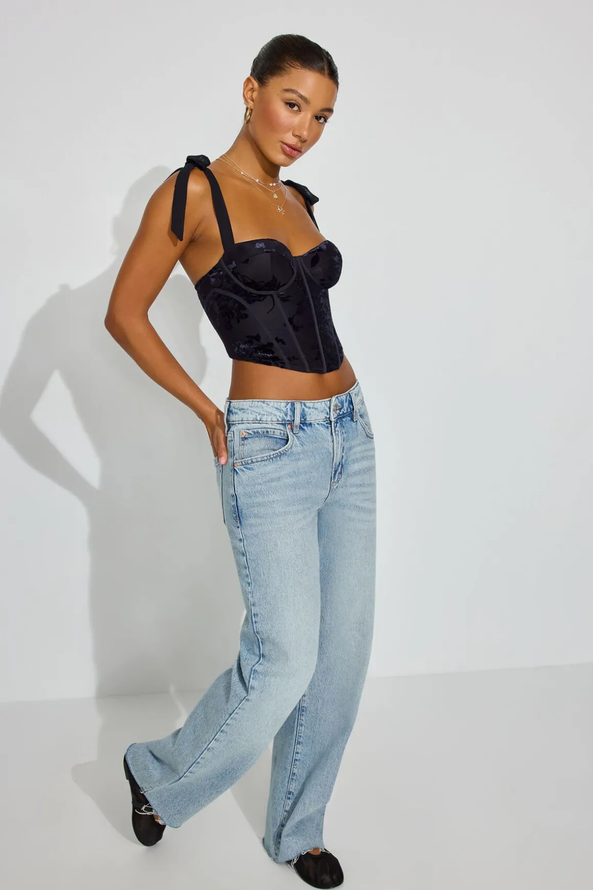 Shop Tie Strap Burnout Bustier Top Tank Tops