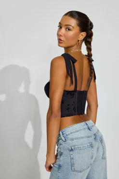 Shop Tie Strap Burnout Bustier Top Tank Tops
