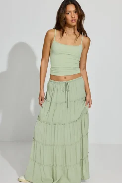 Cheap Tiered Maxi Skirt Shorts & Skirts