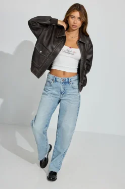 Flash Sale Vintage Faux Leather Jacket Faux Leather Jackets|Lightweight Jackets