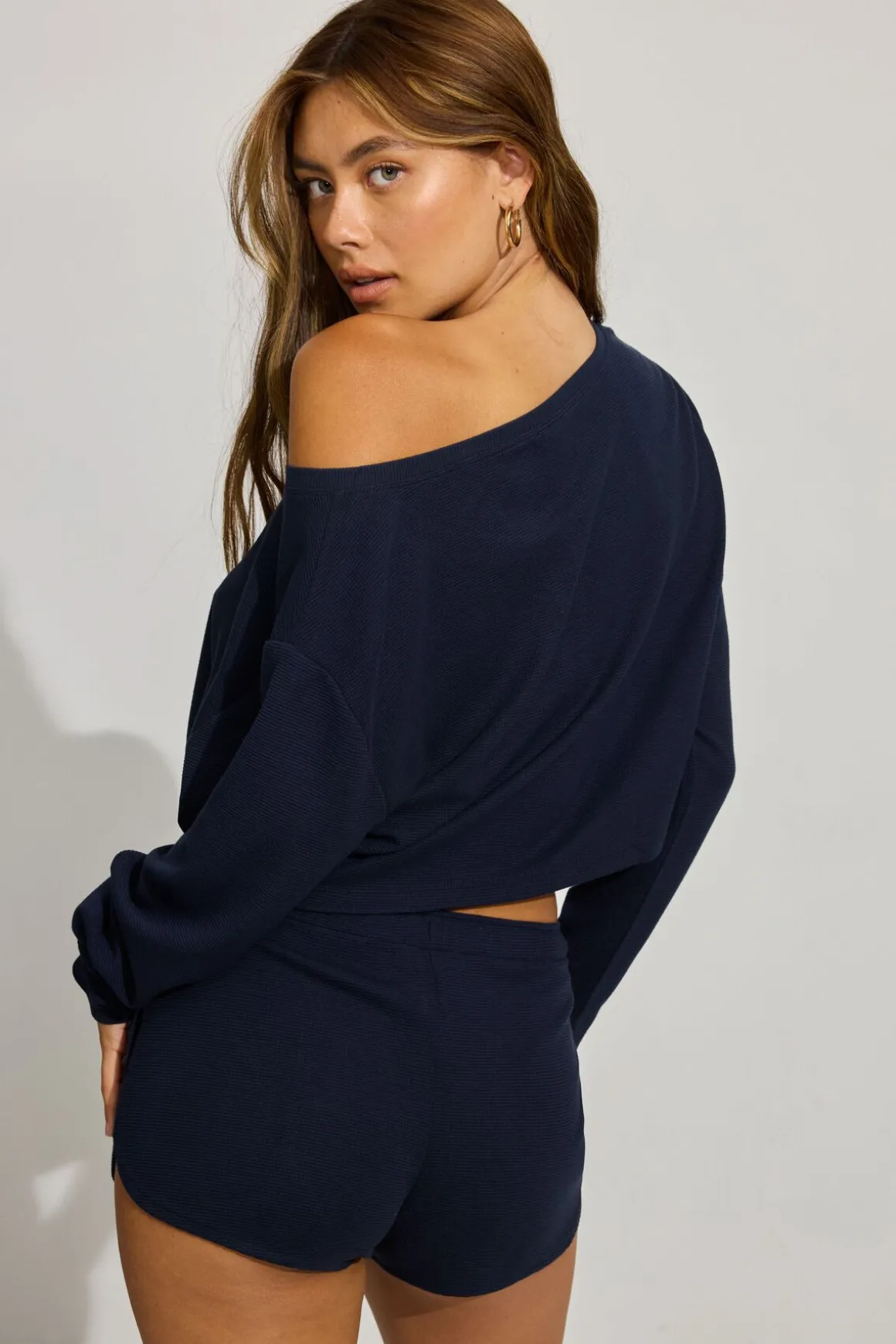 Best Sale Waffle Off Shoulder Top Matching Sets|Lounge & Sleep